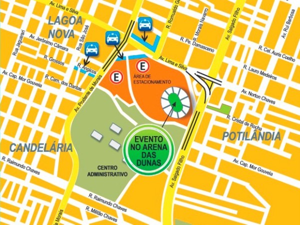 Mudanças serão nos entornos da Arena das Dunas, Árvore de Mirassol e ginásio Nélio Dias (Foto: Reprodução/Prefeitura de Natal)